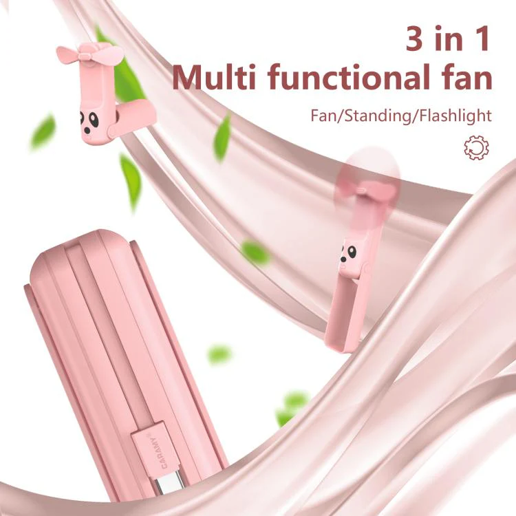 F5 Mini Folding Fan Integrated Type-C Cable(Purple) - Image 3