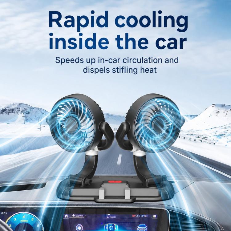 F5505 Dual-Head 3-Speed Cooling Fan With Phone Holder Angle Adjustable Low Noise Fan - Image 4