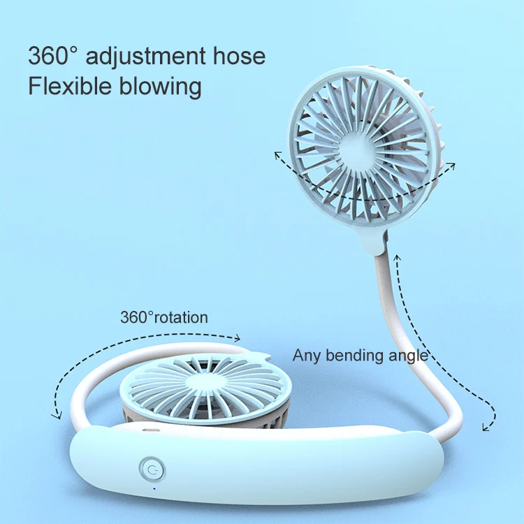 F6 Outdoor Mini Hanging Neck Fan USB Charging Lazy Small Fan (Blue) - Image 6