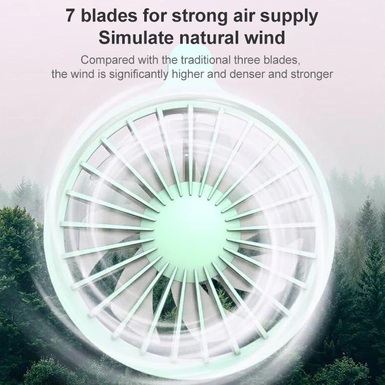 F6 Outdoor Mini Hanging Neck Fan USB Charging Lazy Small Fan (Green) - Image 7