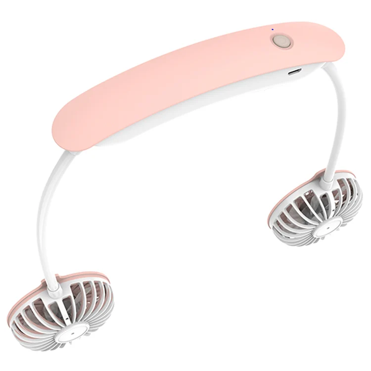 F6 Outdoor Mini Hanging Neck Fan USB Charging Lazy Small Fan (Pink) - Image 2