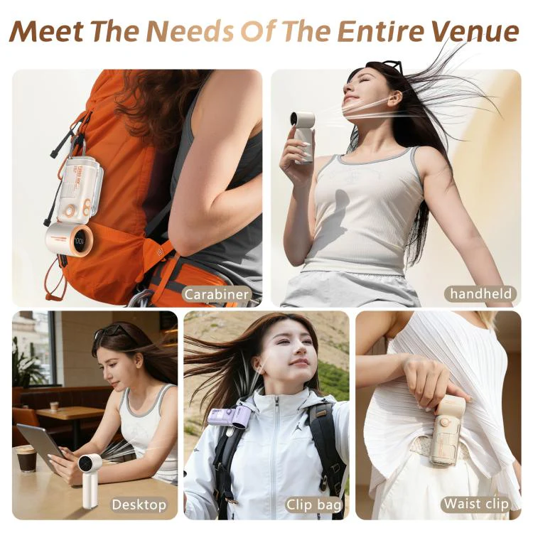 F6 Portable High-Speed Handheld Fan with Waist Clip(Orange) - Image 8