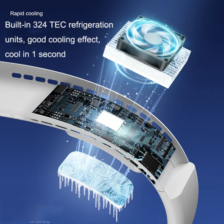F63 Semiconductor Cooling Hanging Neck Fan USB Silent Outdoor Mini Fan(Blue) - Image 3