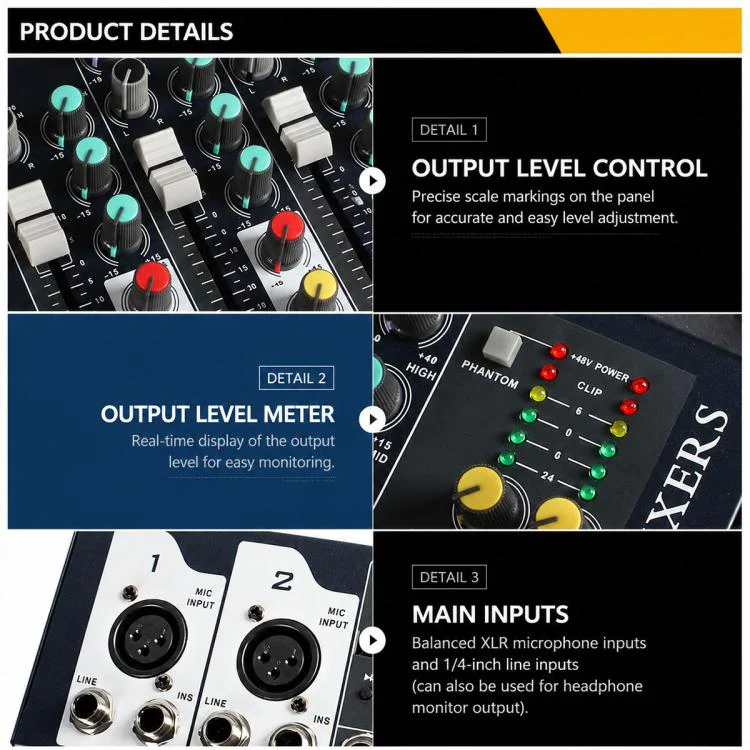 F7 7-Channel Multi-function Professional Bluetooth Live Streaming Mixer, Plug Type:UK Plug(Black) - Image 11