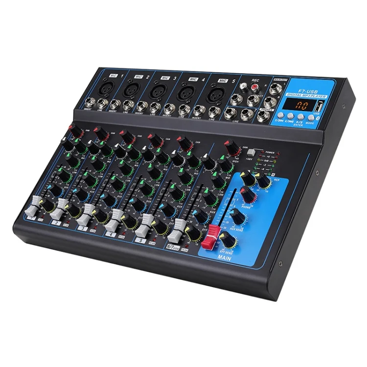 F7 Home 7-channel Bluetooth USB Reverb Mixer, EU Plug(Black) - Image 2