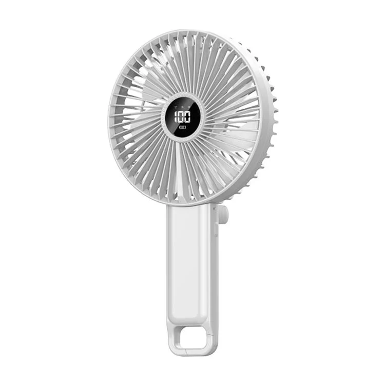 F7 Large Folding Handheld Fan with LED Digital Display(White) - Image 2
