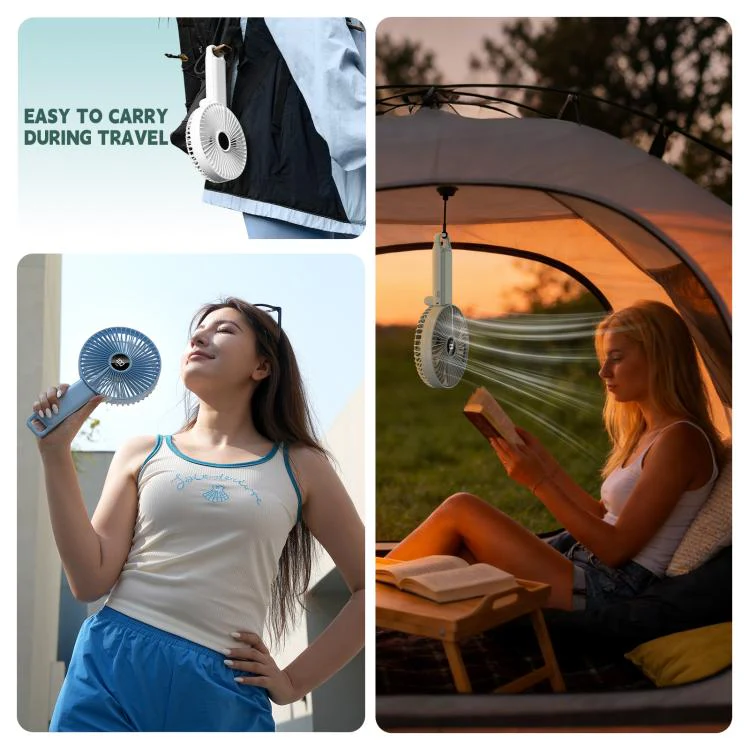 F7 Large Folding Handheld Fan with LED Digital Display(White) - Image 9