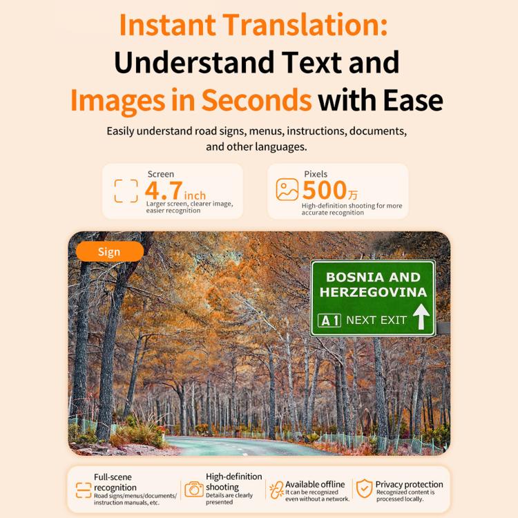 F80 Pro 4.7 inch Portable Audio and Video Calling AI Smart Translator(Orange) - Image 6
