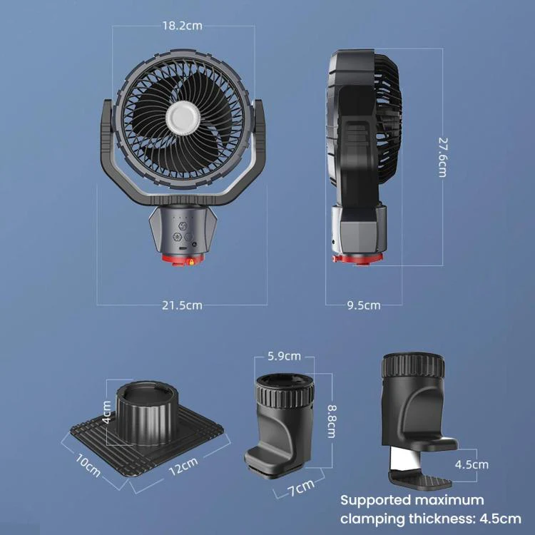 F8105 Oscillating Outdoor Fan With LED Light Remote Control Rechargeable Portable Fan - Image 12