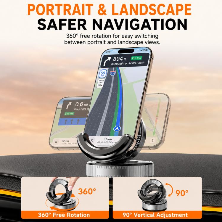 F9 Vacuum Suction Cup Phone Car Mount For Navigation Desktop Use, Style:Basic Model(Orange) - Image 5