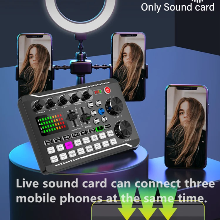 F998 Live Sound Card 16 Sound Effects Noise Reduction Mixers - Image 5