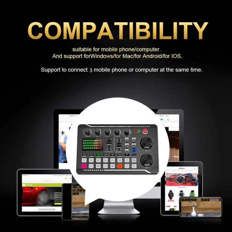 F998 Live Sound Card 16 Sound Effects Noise Reduction Mixers - Image 6