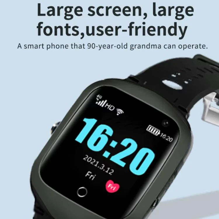 FA66S 1.3-inch Screen 4G Network GPS Tracking Elderly Smart Watch Support Heart Rate / Blood Pressure Monitoring, Model:American Version(Black Grey) - Image 11