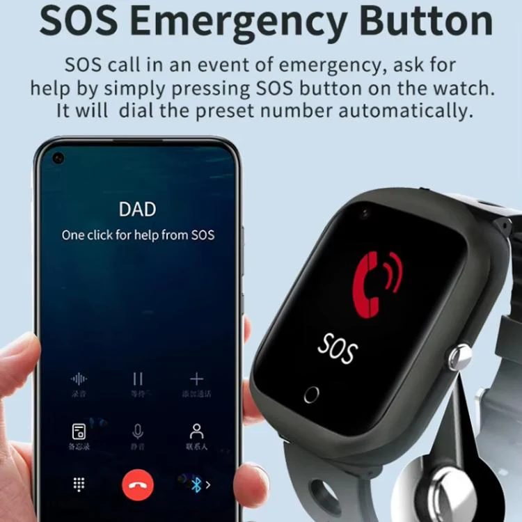 FA66S 1.3-inch Screen 4G Network GPS Tracking Elderly Smart Watch Support Heart Rate / Blood Pressure Monitoring, Model:American Version(Black Grey) - Image 12