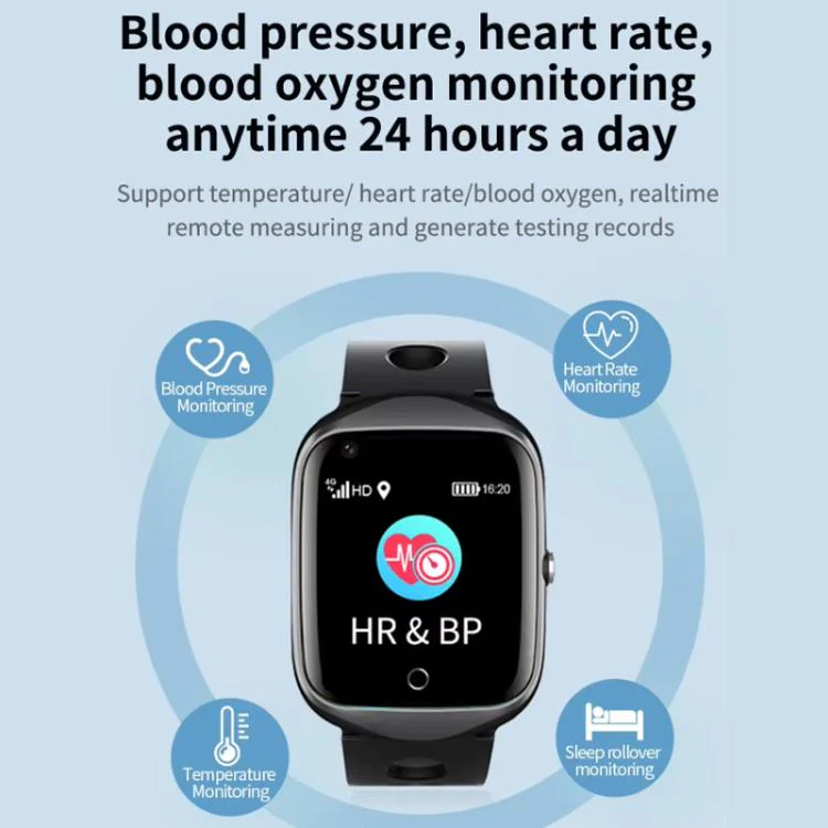 FA66S 1.3-inch Screen 4G Network GPS Tracking Elderly Smart Watch Support Heart Rate / Blood Pressure Monitoring, Model:American Version(Black Grey) - Image 5