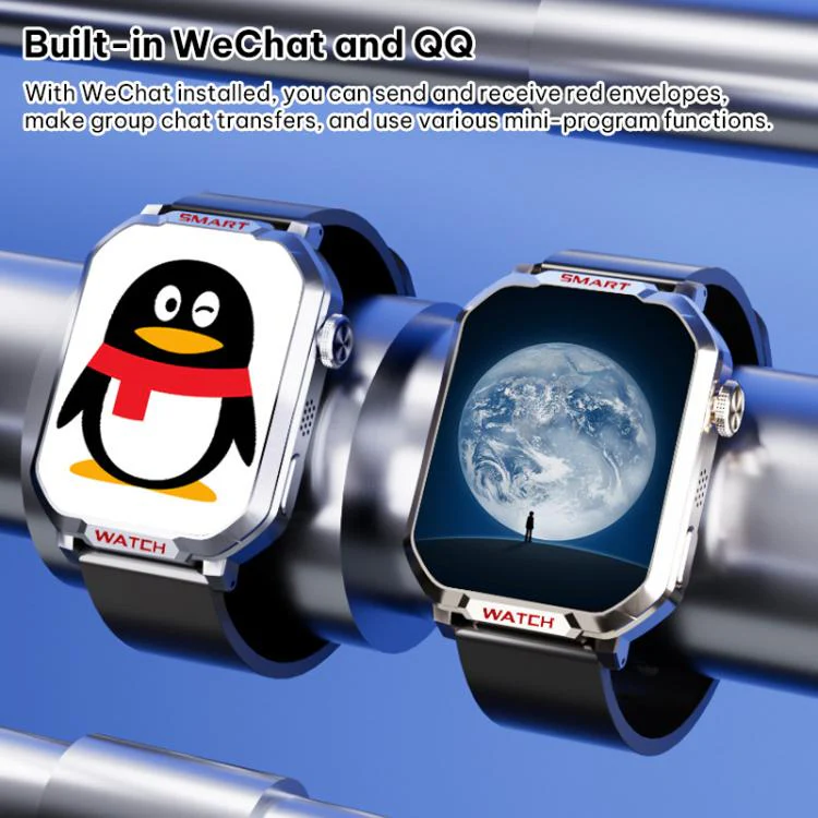 FA82S 1.83-inch 4G Network GPS Tracking Smart Watch Support Heart Rate / Blood Pressure Monitoring(Silver Black) - Image 5