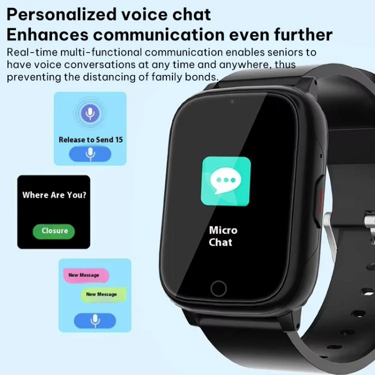 FA83S 1.69-inch 4G Network GPS Tracking Elderly Care Smart Watch Support Heart Rate / Blood Pressure Monitoring, Model:American Version(Black) - Image 11