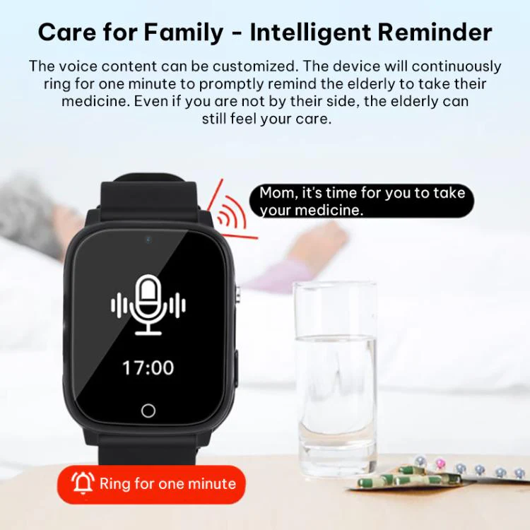 FA83S 1.69-inch 4G Network GPS Tracking Elderly Care Smart Watch Support Heart Rate / Blood Pressure Monitoring, Model:American Version(Black) - Image 13