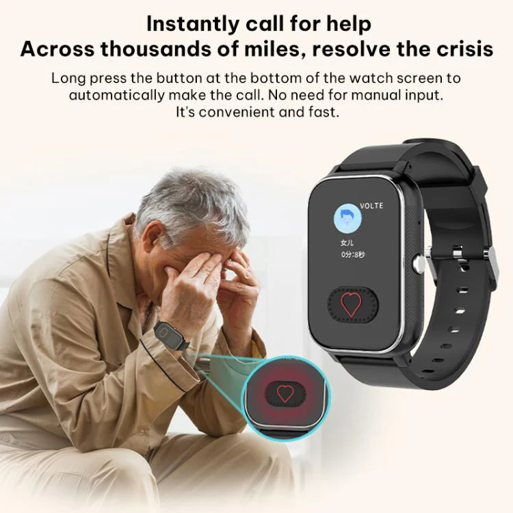 FA96S 1.0-inch Screen 4G Network GPS Tracking Elderly Care Smart Watch, Model:American Version(Black) - Image 9