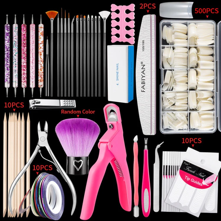 FABIYAN Nail Brush Nail Piece Set Nail Art Polishing Supplies Set, Specification: Natural Big Set - Image 2