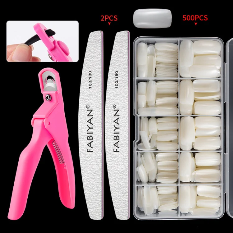 FABIYAN Nail Brush Nail Piece Set Nail Art Polishing Supplies Set, Specification: Natural Full-sticked Small Set - Image 2