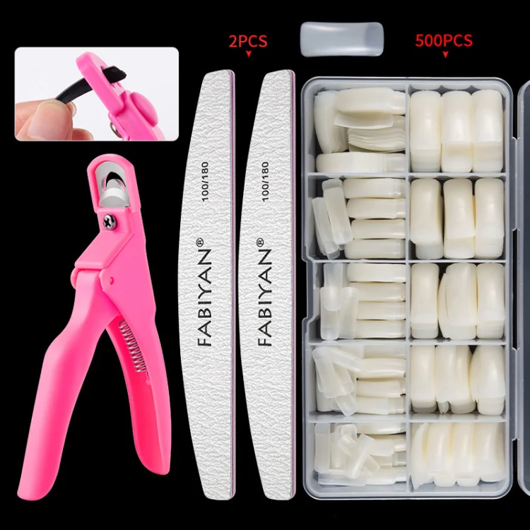 FABIYAN Nail Brush Nail Piece Set Nail Art Polishing Supplies Set, Specification: Natural Semi-sticked Small Set - Image 2