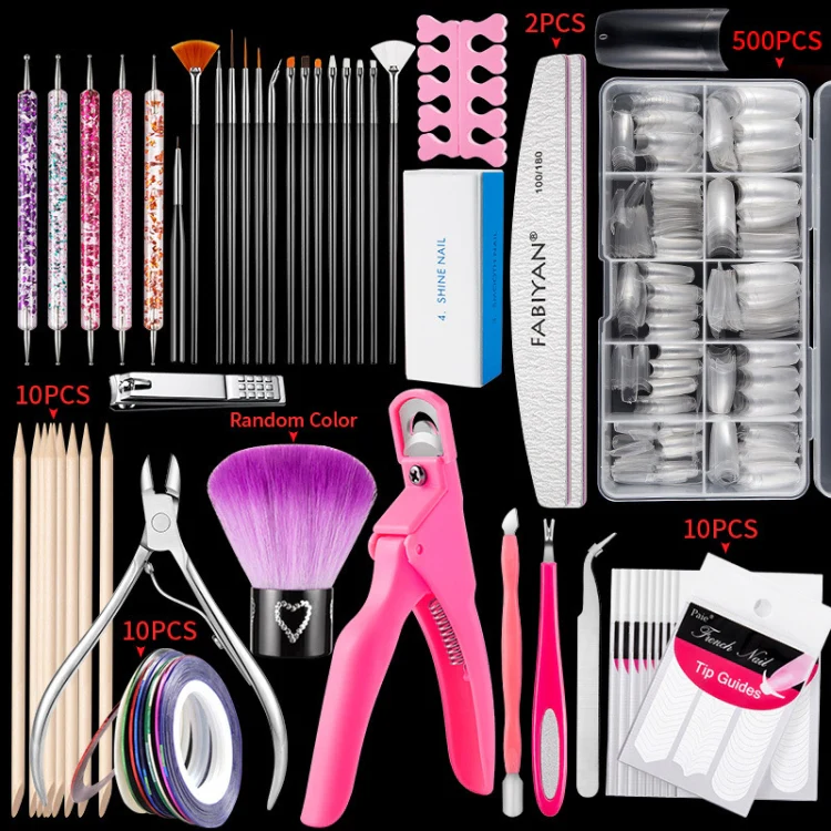 FABIYAN Nail Brush Nail Piece Set Nail Art Polishing Supplies Set, Specification: Transparent Big Set - Image 2
