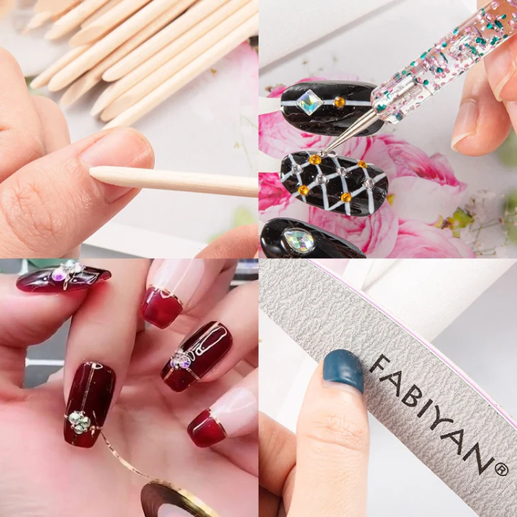 FABIYAN Nail Brush Nail Piece Set Nail Art Polishing Supplies Set, Specification: Transparent Big Set - Image 6