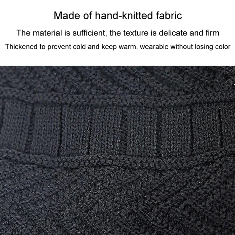 Fall Winter Men Soft Knitted Woolen Hat Fleece Warm Anti-Cold Riding Scarf Hat Neck Protect Cap, Size: Average(Black) - Image 5