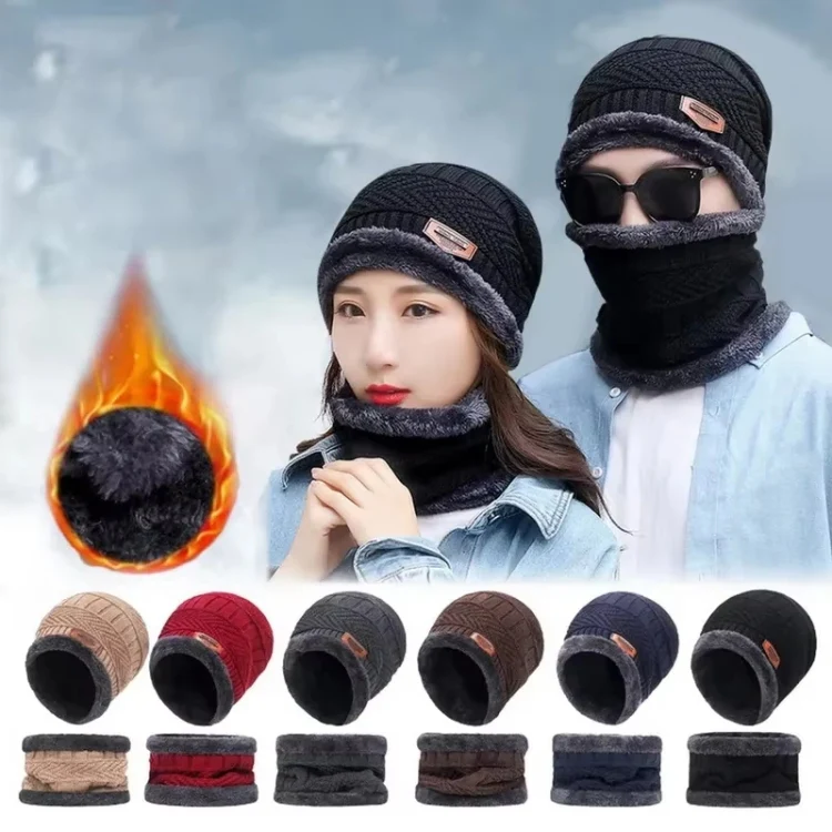 Fall Winter Men Soft Knitted Woolen Hat Fleece Warm Anti-Cold Riding Scarf Hat Neck Protect Cap, Size: Average(Gray) - Image 2