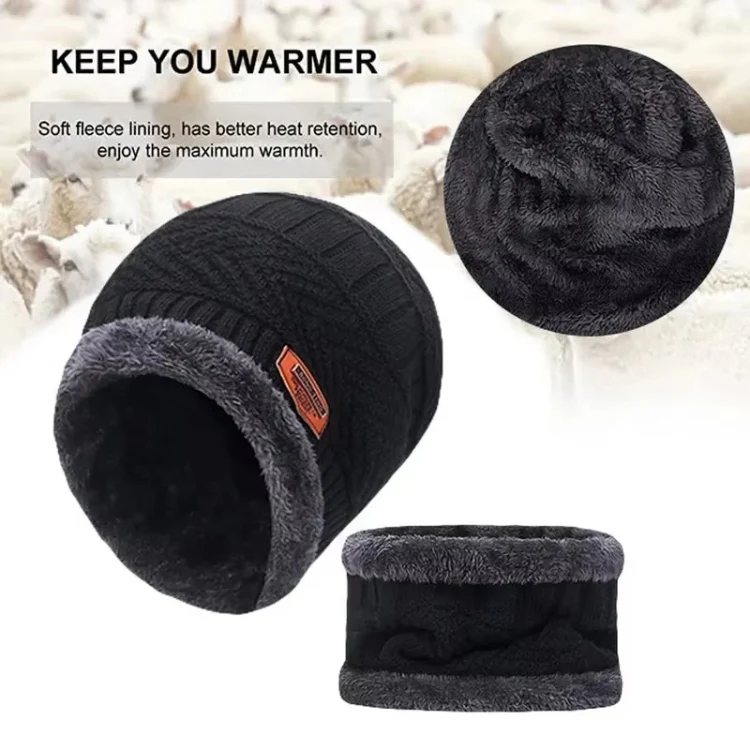 Fall Winter Men Soft Knitted Woolen Hat Fleece Warm Anti-Cold Riding Scarf Hat Neck Protect Cap, Size: Average(Gray) - Image 3