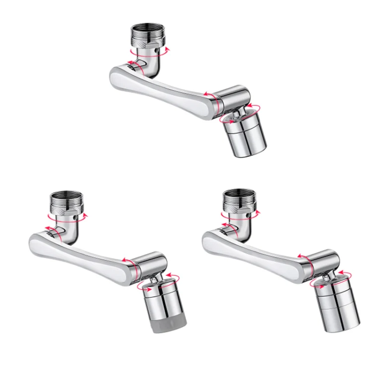 Faucet Robot Arm Universal Extender 1080 Degree Lifting Aerator, Specification: All Copper Double Outlet - Image 2