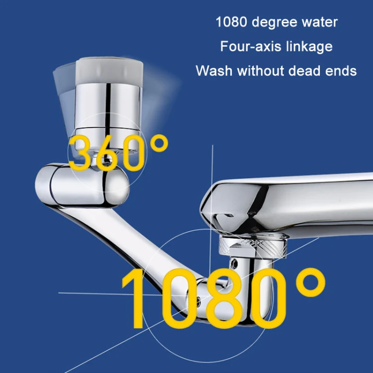 Faucet Robot Arm Universal Extender 1080 Degree Lifting Aerator, Specification: All Copper Double Outlet - Image 5