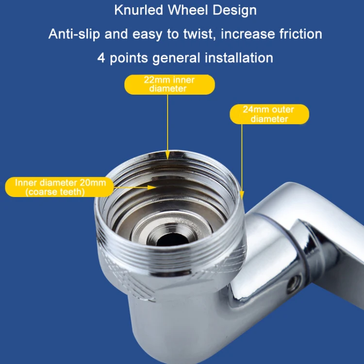 Faucet Robot Arm Universal Extender 1080 Degree Lifting Aerator, Specification: All Copper Double Outlet - Image 6