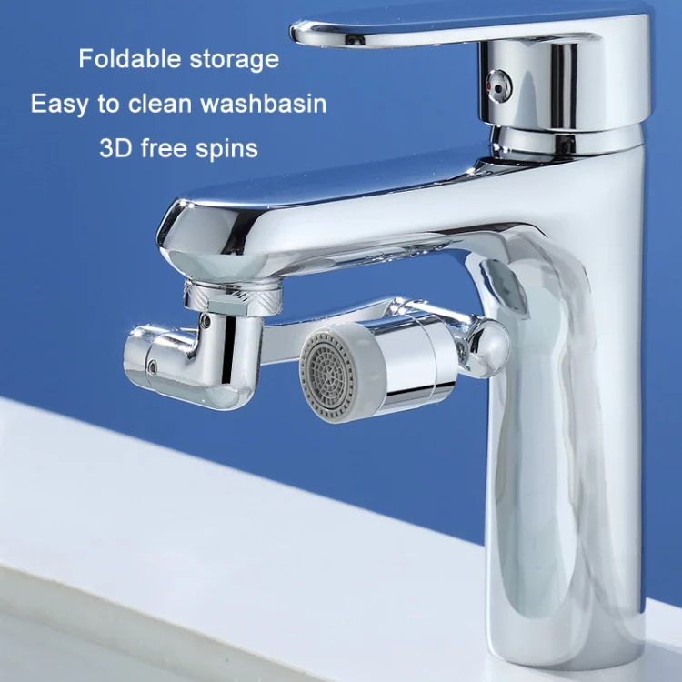 Faucet Robot Arm Universal Extender 1080 Degree Lifting Aerator, Specification: All Copper Double Outlet - Image 7