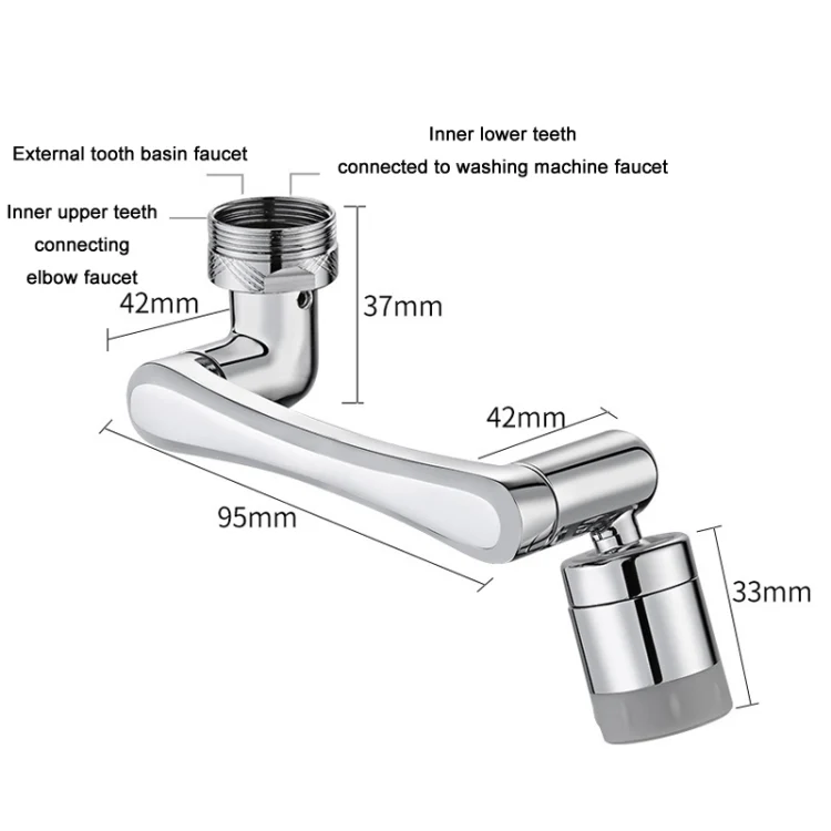 Faucet Robot Arm Universal Extender 1080 Degree Lifting Aerator, Specification: Silicone Double Outlet - Image 3