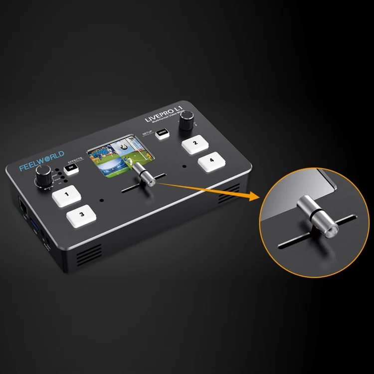 FEELWORLD LIVEPRO L1 Multi-camera Media Live Broadcast 4-Channel Live Production Switcher with 2.0 inch TFT Screen - Image 6