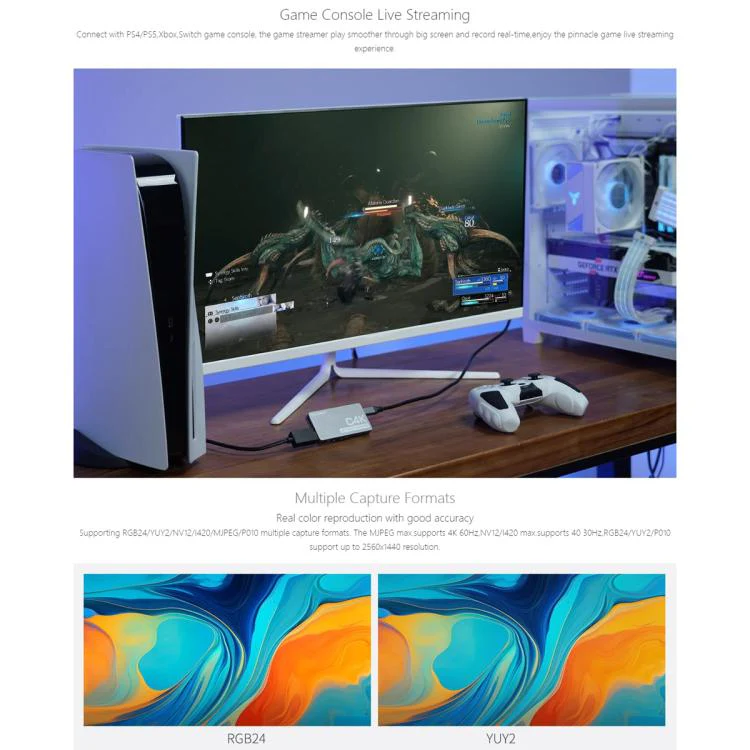 FEEWORLD C4K Video Capture 4K HDMI 60Hz In and Out USB-C Plug and Play for Streaming Gaming Video Conference - Image 10
