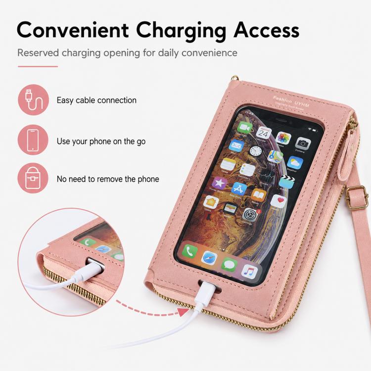Female Touch Screen Phone Bag Multifunctional Crossbody Zipper Pouch(Blue) - Image 5