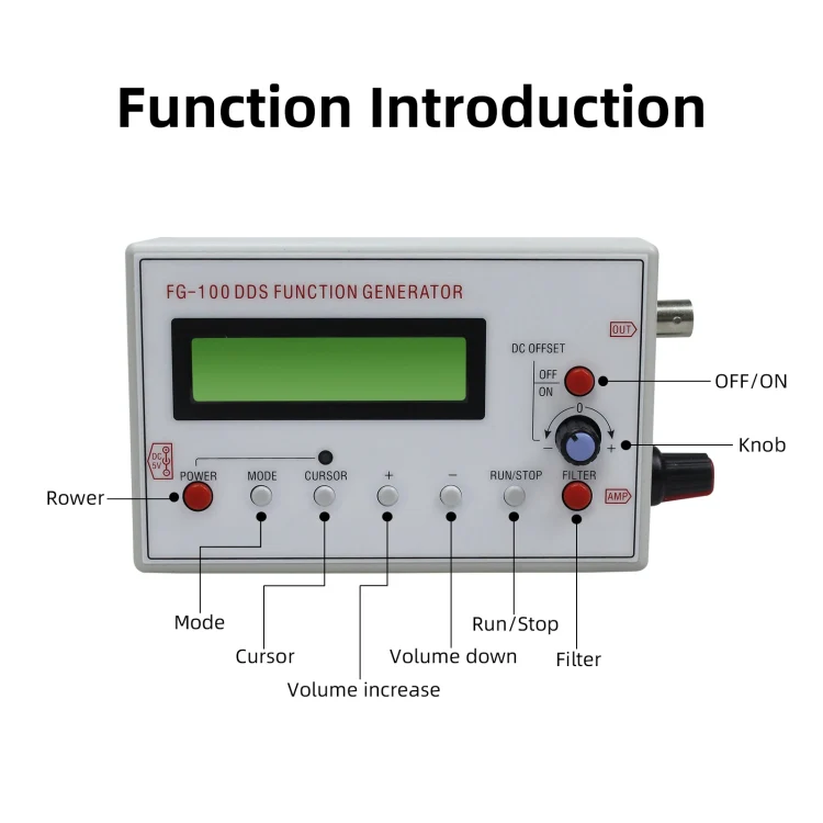 FG-100 1Hz-500kHz DDS Function Signal Generator Frequency Counter(White) - Image 3