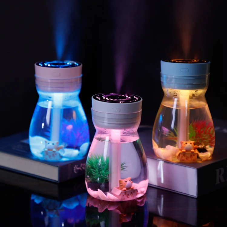 FH-068 Mini USB Car Home Colorful Light Bottle Micro Landscape Humidifier(Pink) - Image 7
