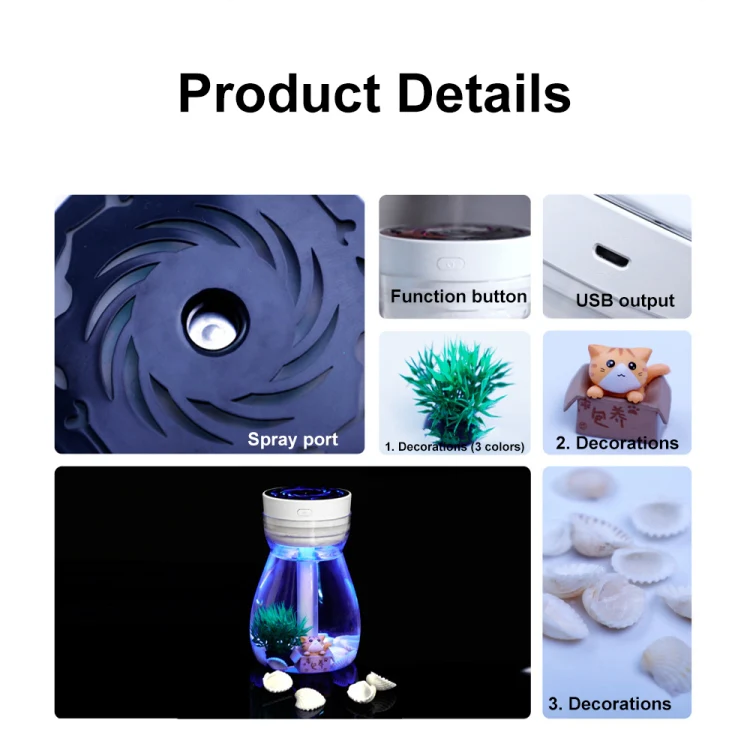 FH-068 Mini USB Car Home Colorful Light Bottle Micro Landscape Humidifier(White) - Image 3