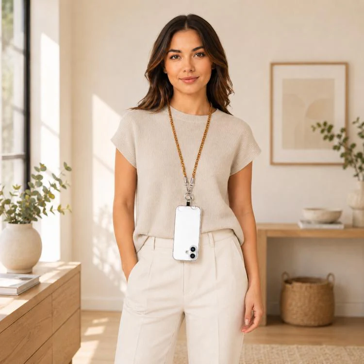 Flashing Square Phone Long Lanyard with Pad(Gold) - Image 8