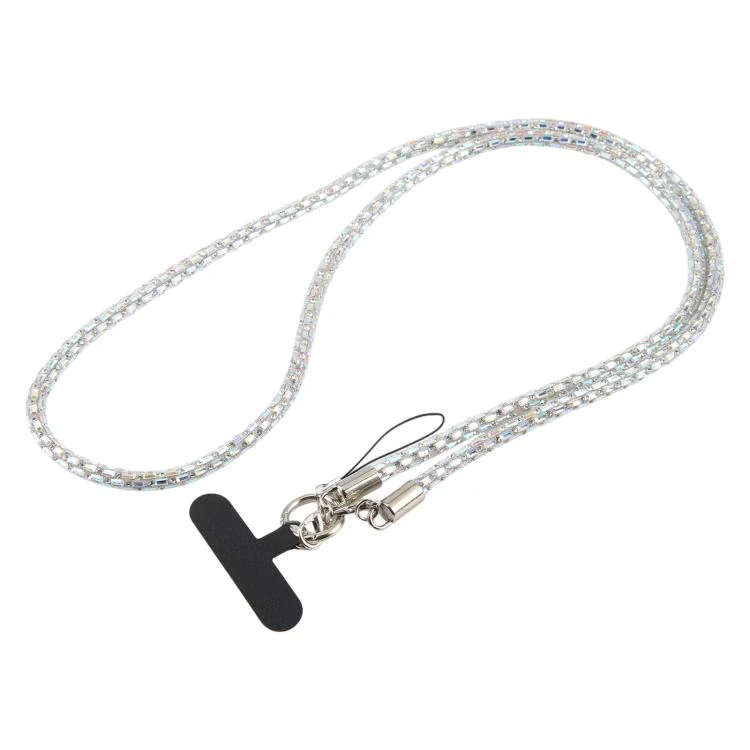 Flashing Square Phone Long Lanyard with Pad(Silver Multicolor)