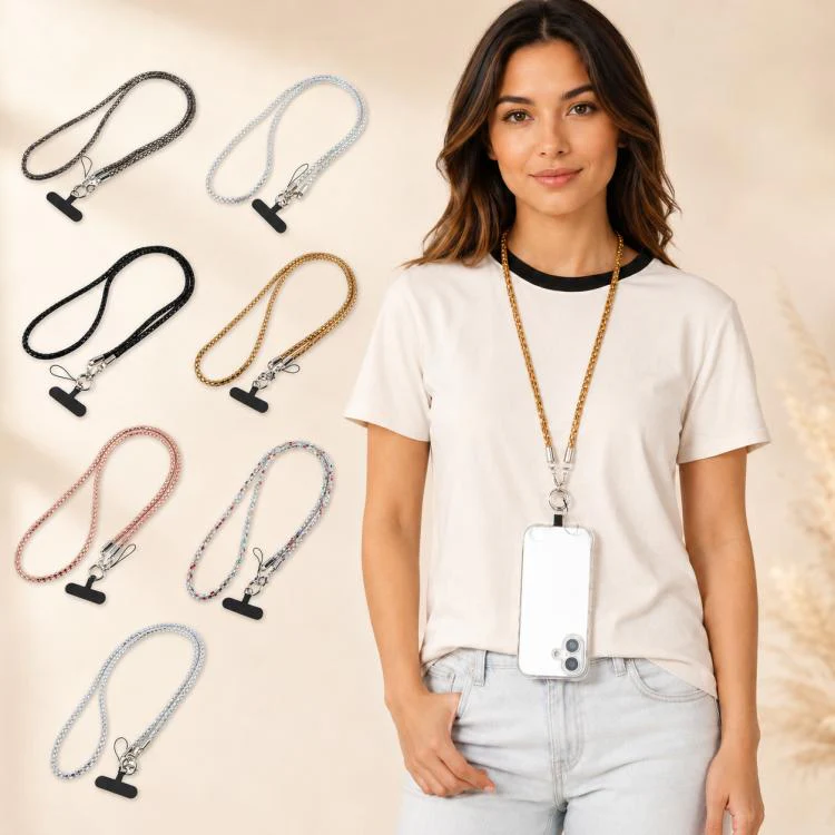 Flashing Square Phone Long Lanyard with Pad(Silver Multicolor) - Image 3
