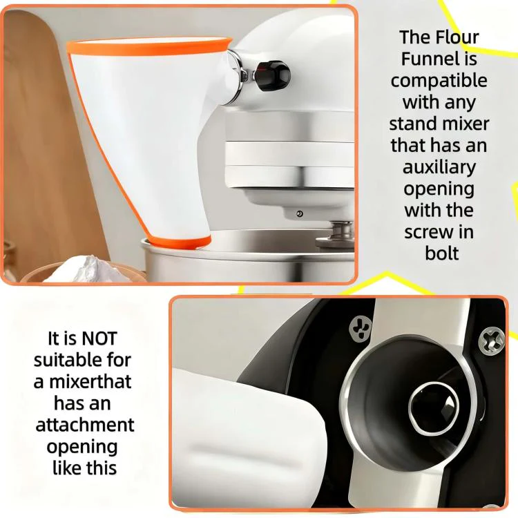 Flour Funnel For KitchenAid 5 Quart Stand Mixer Attachment(White) - Image 3