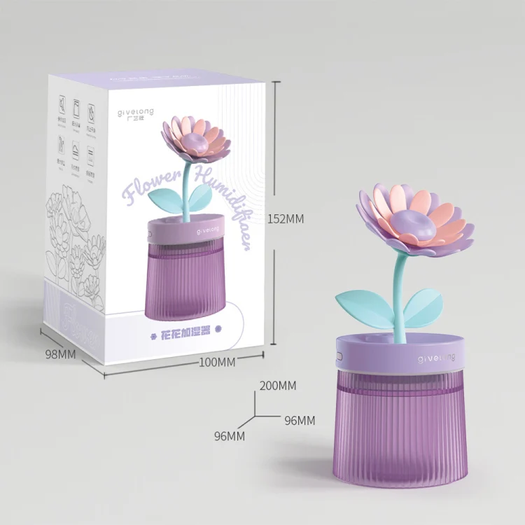 Flower Spray Hhydrating Colorful Atmosphere Light USB Aromatherapy Humidifier, Color: Gardenia Purple - Image 3