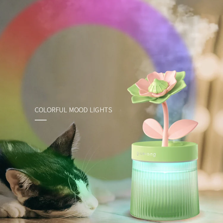 Flower Spray Hhydrating Colorful Atmosphere Light USB Aromatherapy Humidifier, Color: Gardenia Purple - Image 7