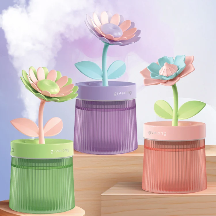 Flower Spray Hhydrating Colorful Atmosphere Light USB Aromatherapy Humidifier, Color: Gardenia Purple - Image 9