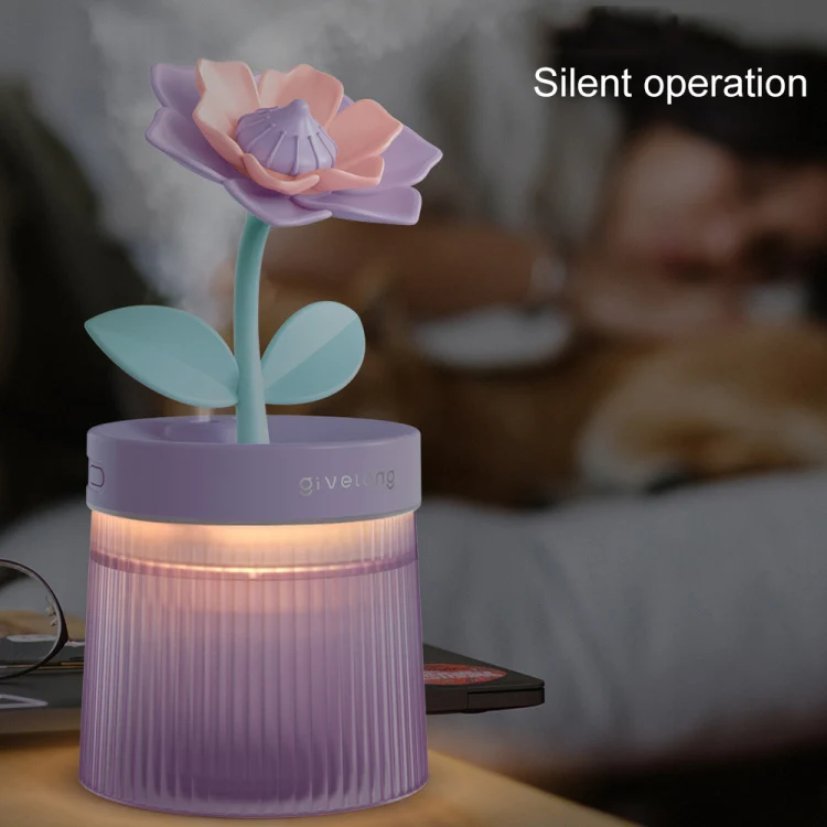 Flower Spray Hhydrating Colorful Atmosphere Light USB Aromatherapy Humidifier, Color: Sunflower Purple - Image 6